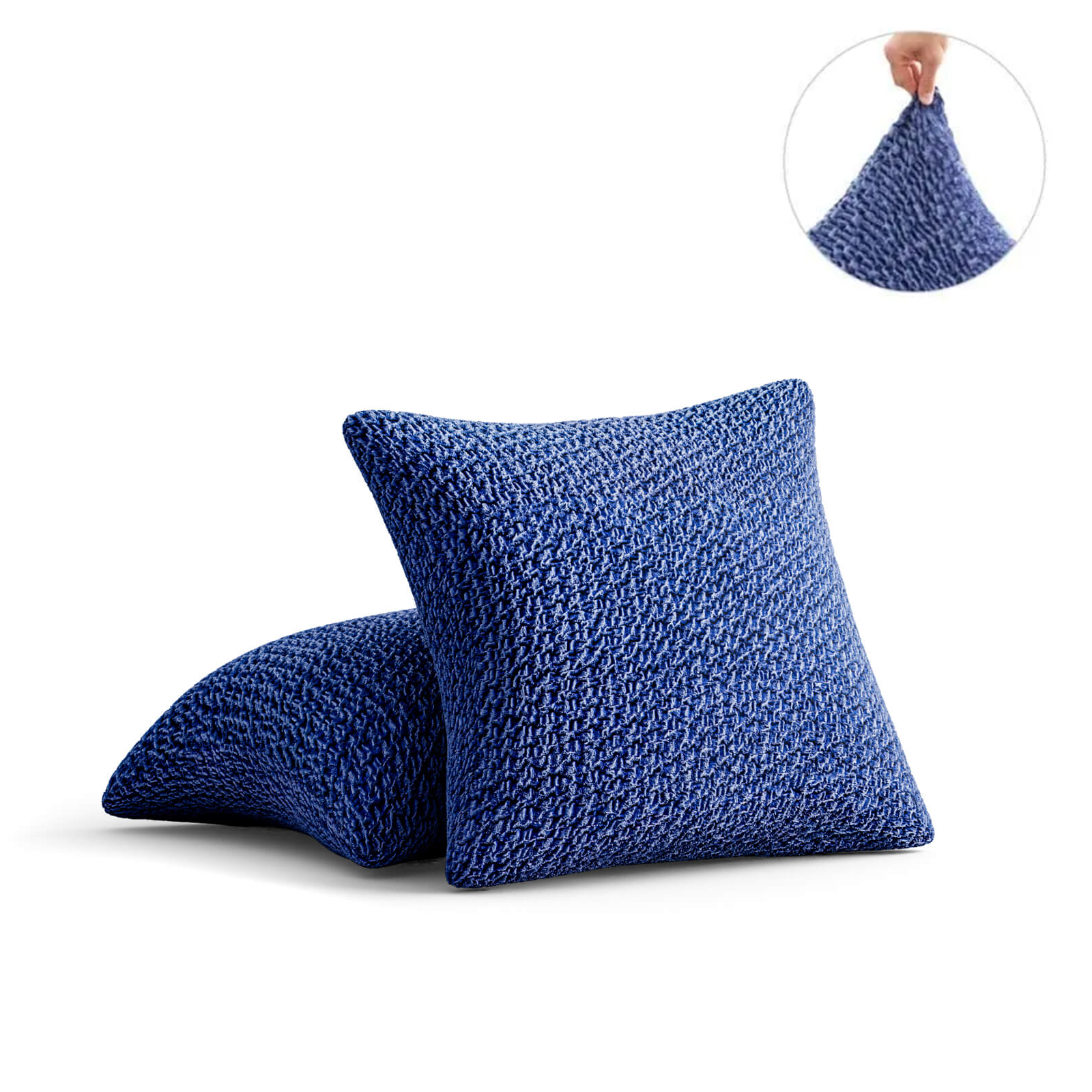 Set Of 2 Velvet Cushion Covers - Blue, Velvet