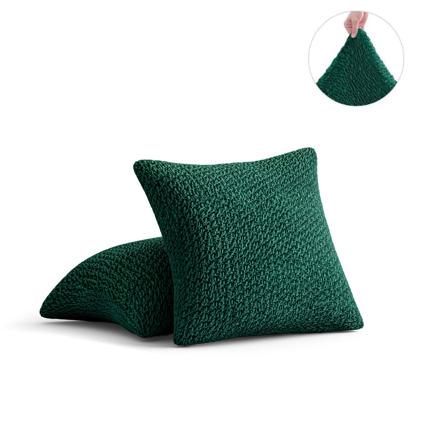 Set Of 2 Velvet Cushion Covers - Green, Velvet