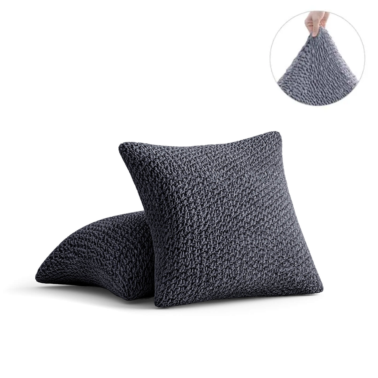 Set Of 2 Velvet Cushion Covers - Grey, Velvet