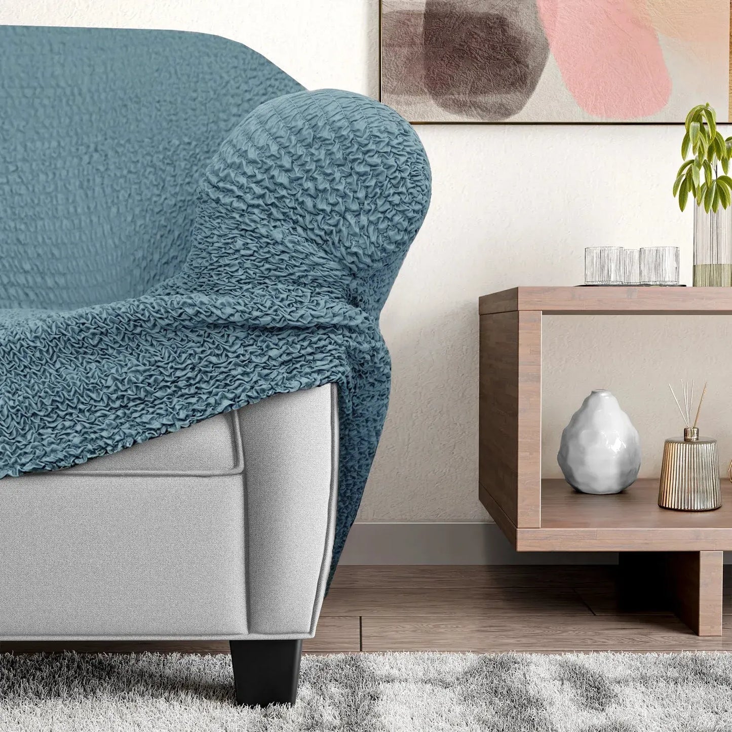 3 Seater Sofa Cover - Tiffany Blue, Microfibra