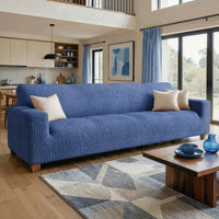4 Seater Sofa Cover - Blue, Velvet