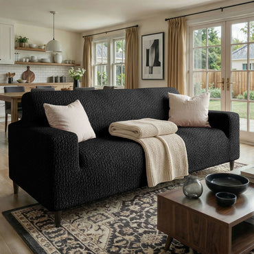 3 Seater Sofa Cover - Black, Velvet Collection