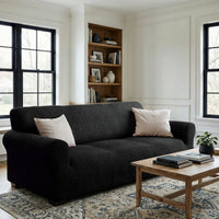3 Seater Sofa Cover - Black, Velvet Collection