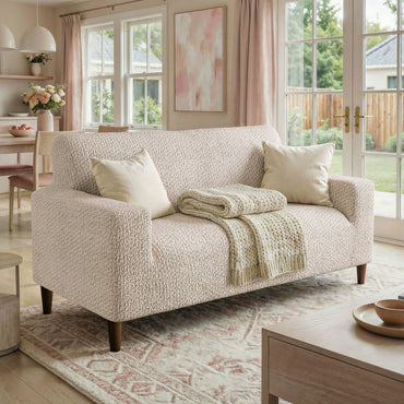2 Seater Sofa Cover - Beige, Velvet Collection