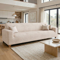 4 Seater Sofa Cover - Beige, Velvet
