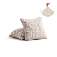 Set Of 2 Velvet Cushion Covers - Beige, Velvet