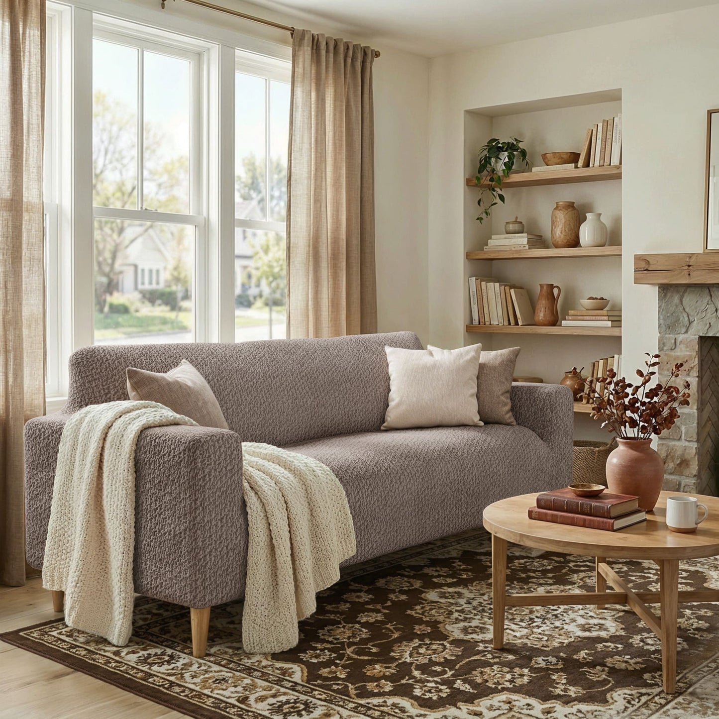 3 Seater Sofa Cover - Brown, Velvet Collection