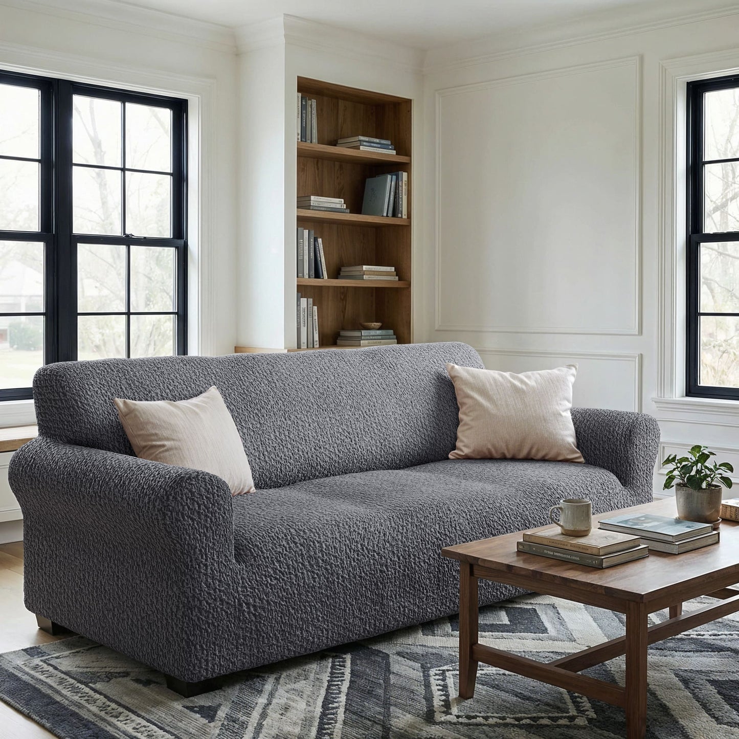 3 Seater Sofa Cover - Grey, Velvet Collection