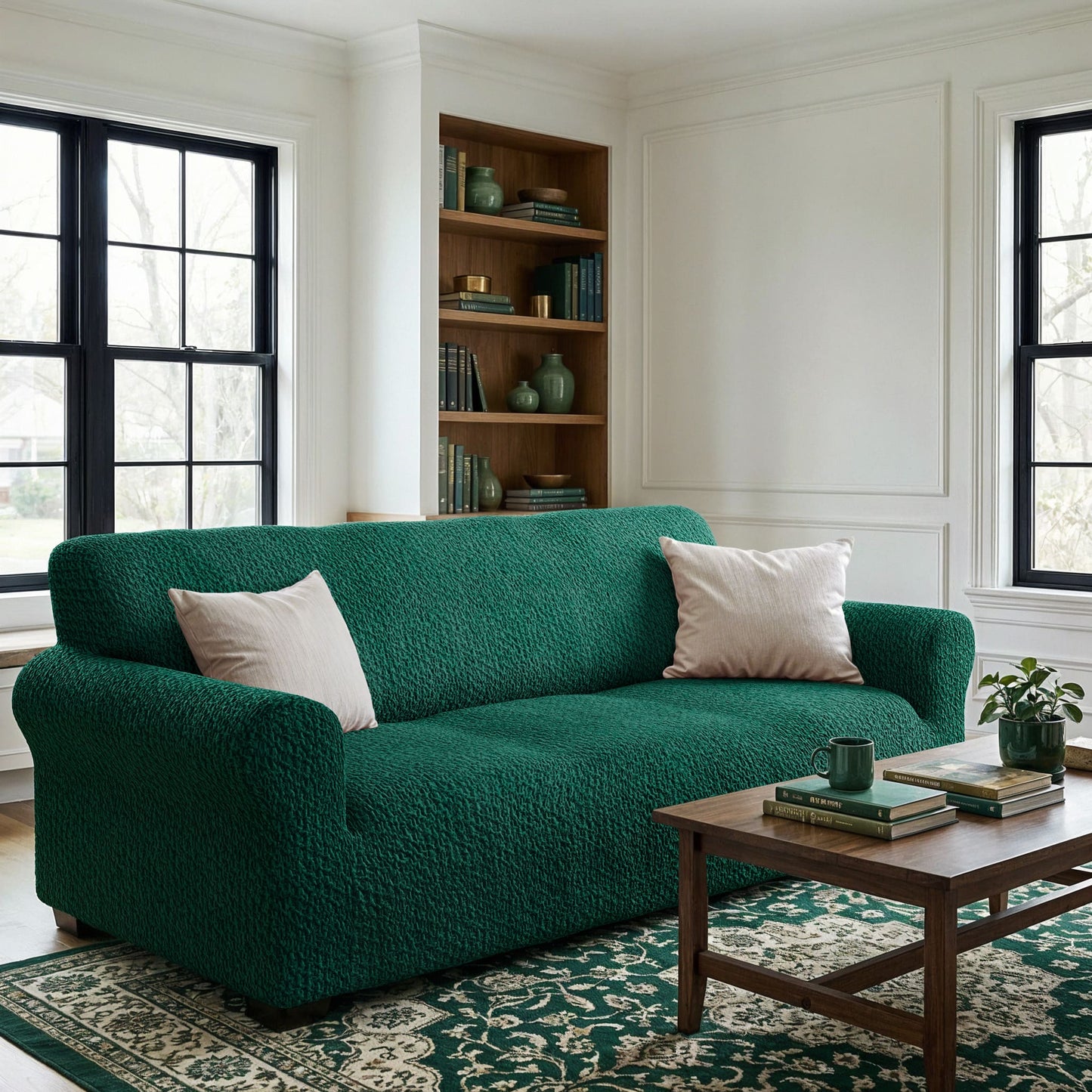 3 Seater Sofa Cover - Green, Velvet Collection