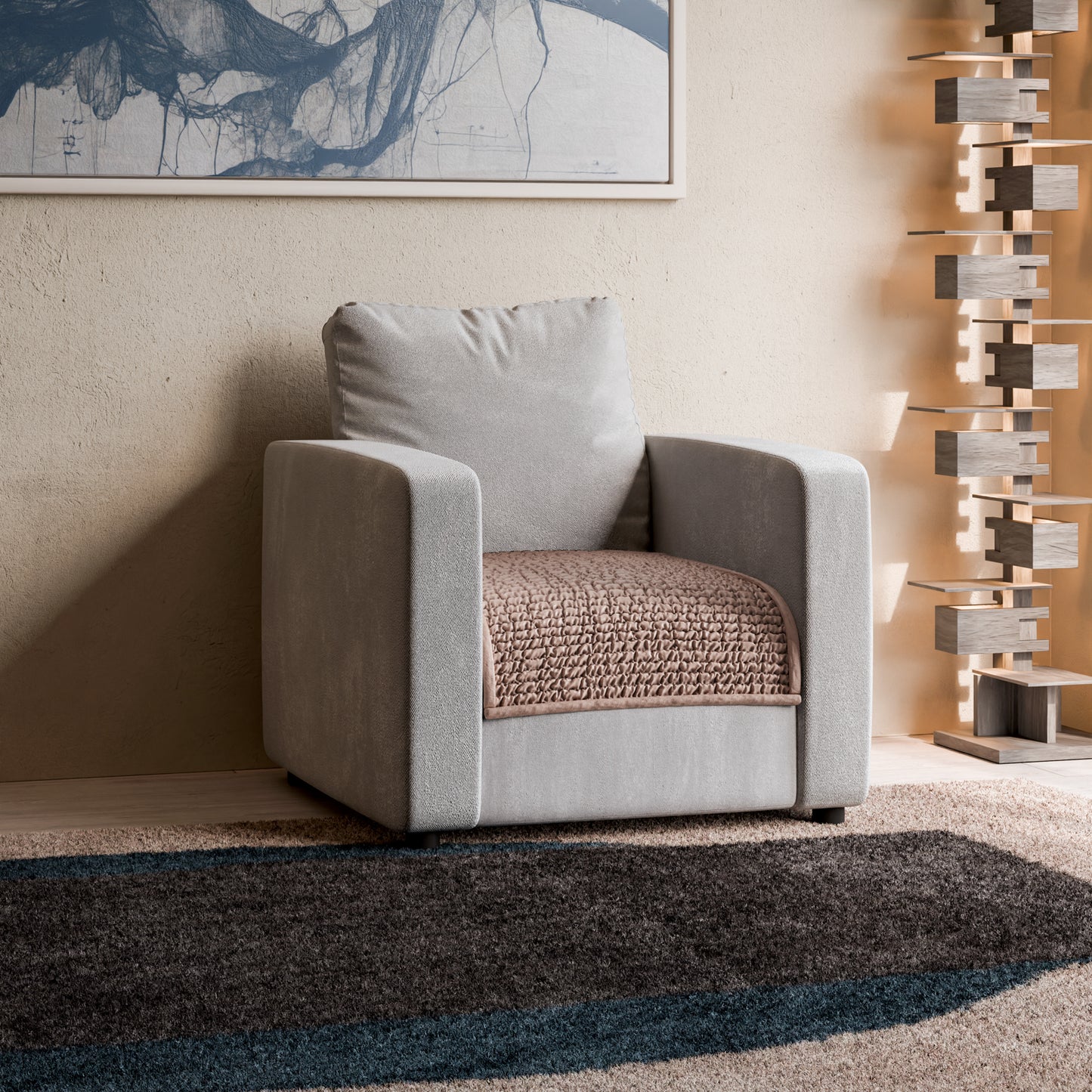 Arm Chair Seat Cover - Choco, Microfibra
