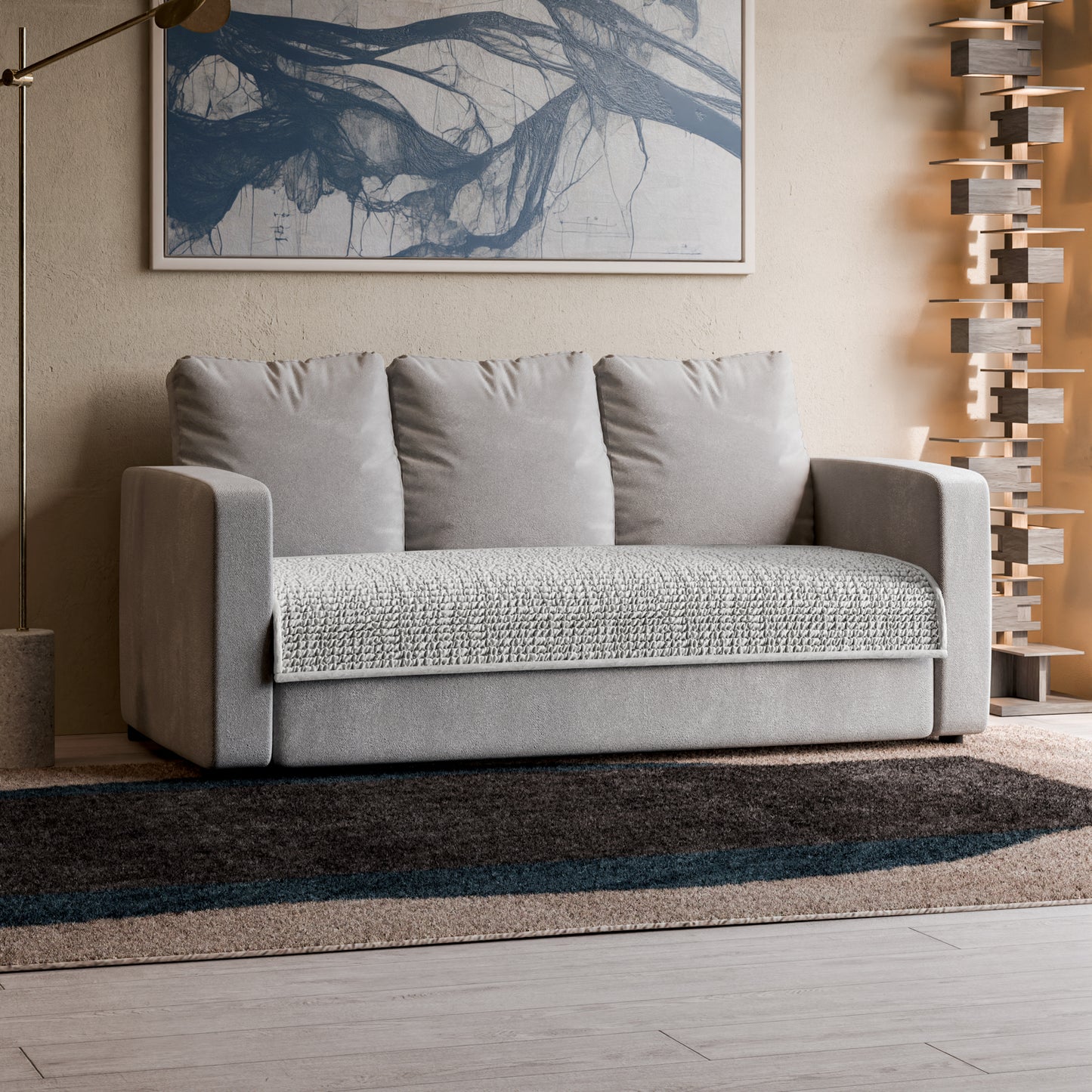 3 Seater Sofa Seat Cover - Pearl, Microfibra