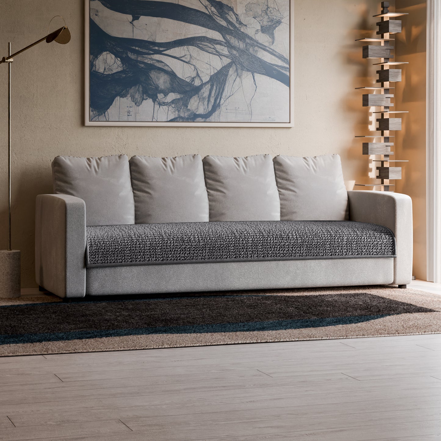4 Seater Sofa Seat Cover - Charcoal, Microfibra