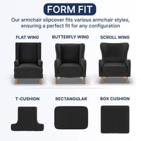 Wing Chair Cover - Charcoal, Microfibra