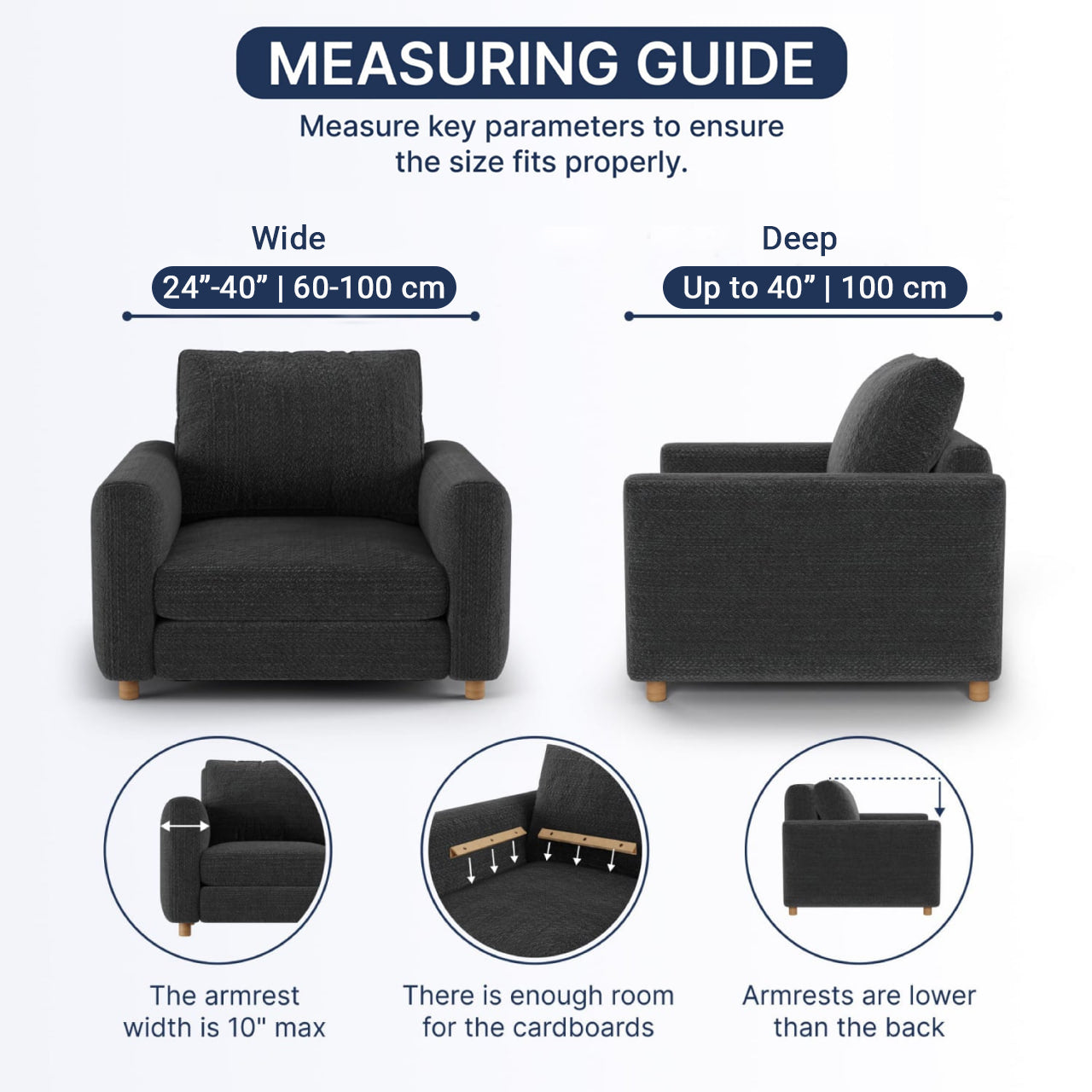 Arm Chair Cover - Charcoal, Microfibra Collection