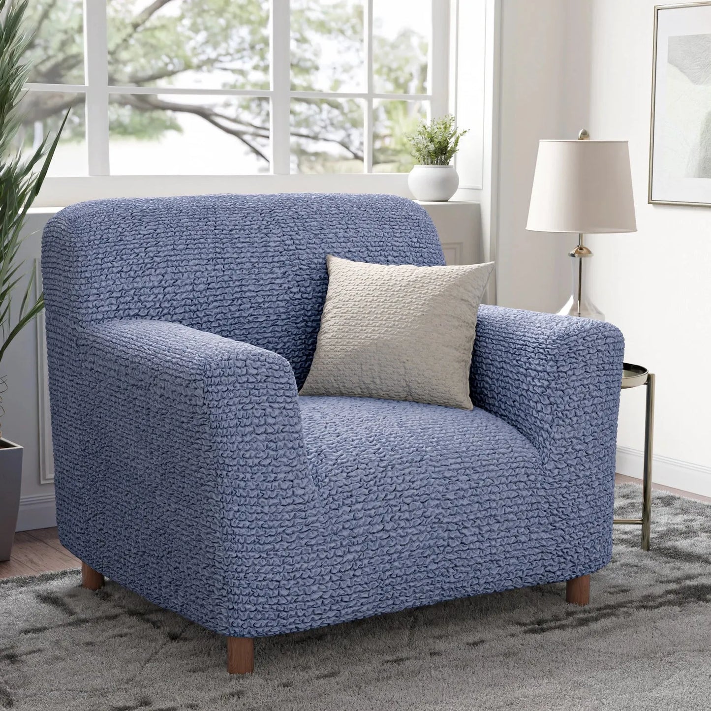 Housse de fauteuil - Bleu, Microfibre
