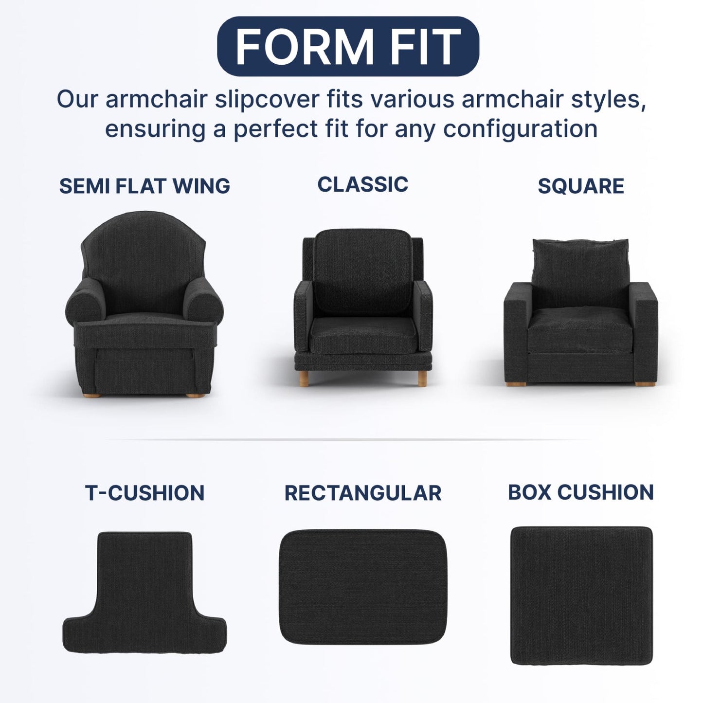 Arm Chair Cover - Charcoal, Microfibra Collection