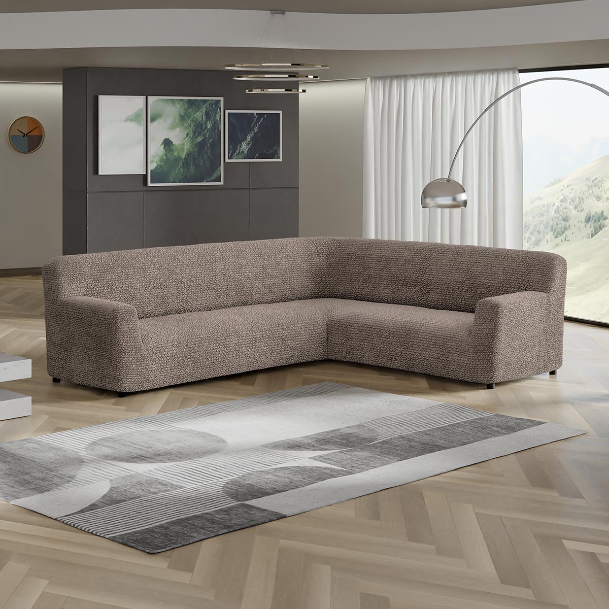 Corner Sofa Cover - Choco, Microfibra