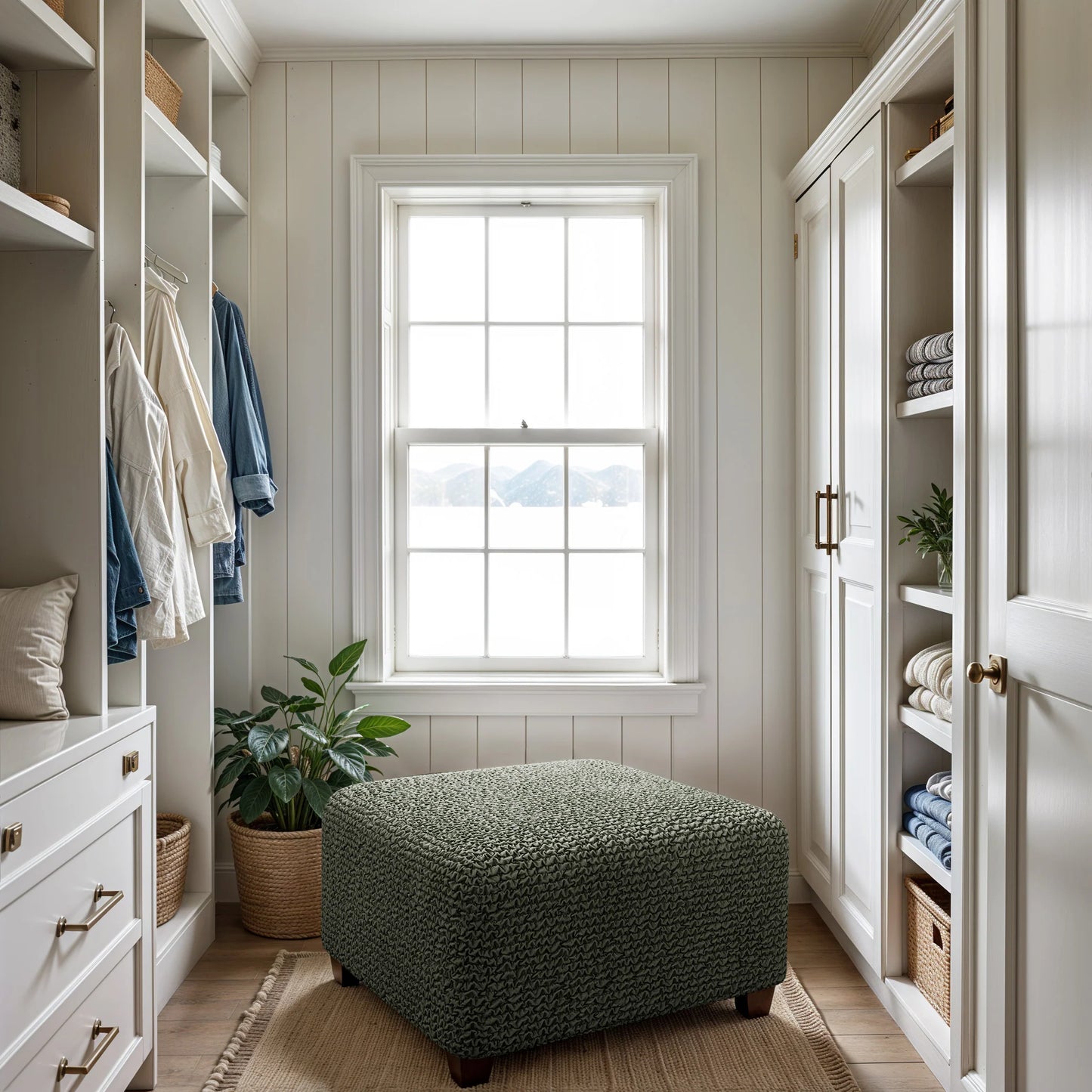 Footstool Cover - Moss Green, Microfibra