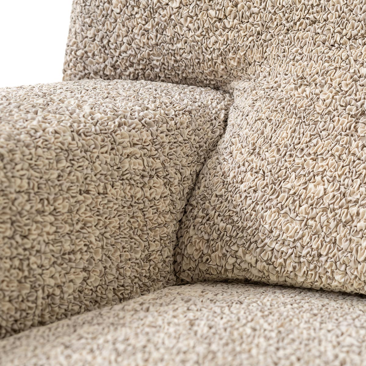 Housse de canapé en L (méridienne gauche) - Graffio Beige, Collection Microfibra Imprimé
