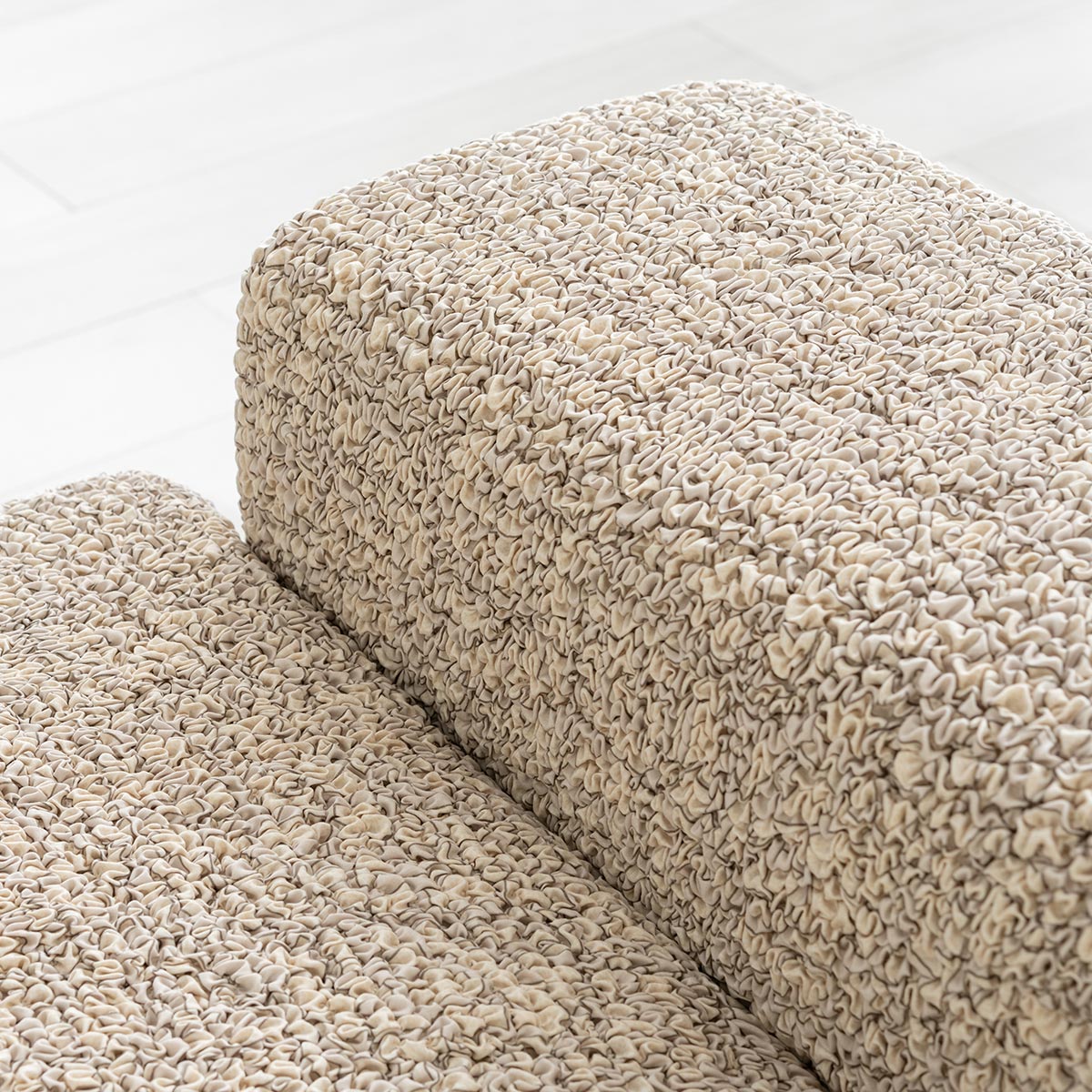 Housse de canapé en L (méridienne gauche) - Graffio Beige, Collection Microfibra Imprimé