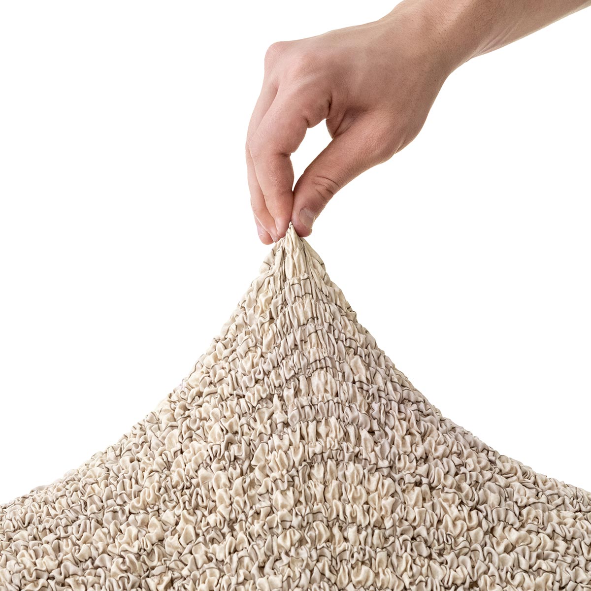 Housse de canapé d'angle - Rayure beige, microfibre imprimée