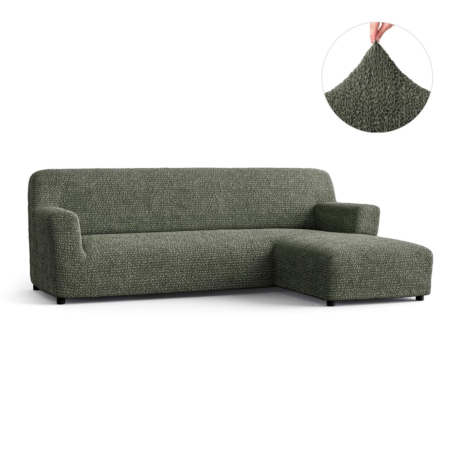 L-Shaped Sofa Cover (Right Chaise) - Moss Green, Microfibra Collection