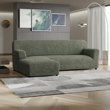 L Shaped Sofa Cover (Left Chaise) - Moss Green, Microfibra Collection
