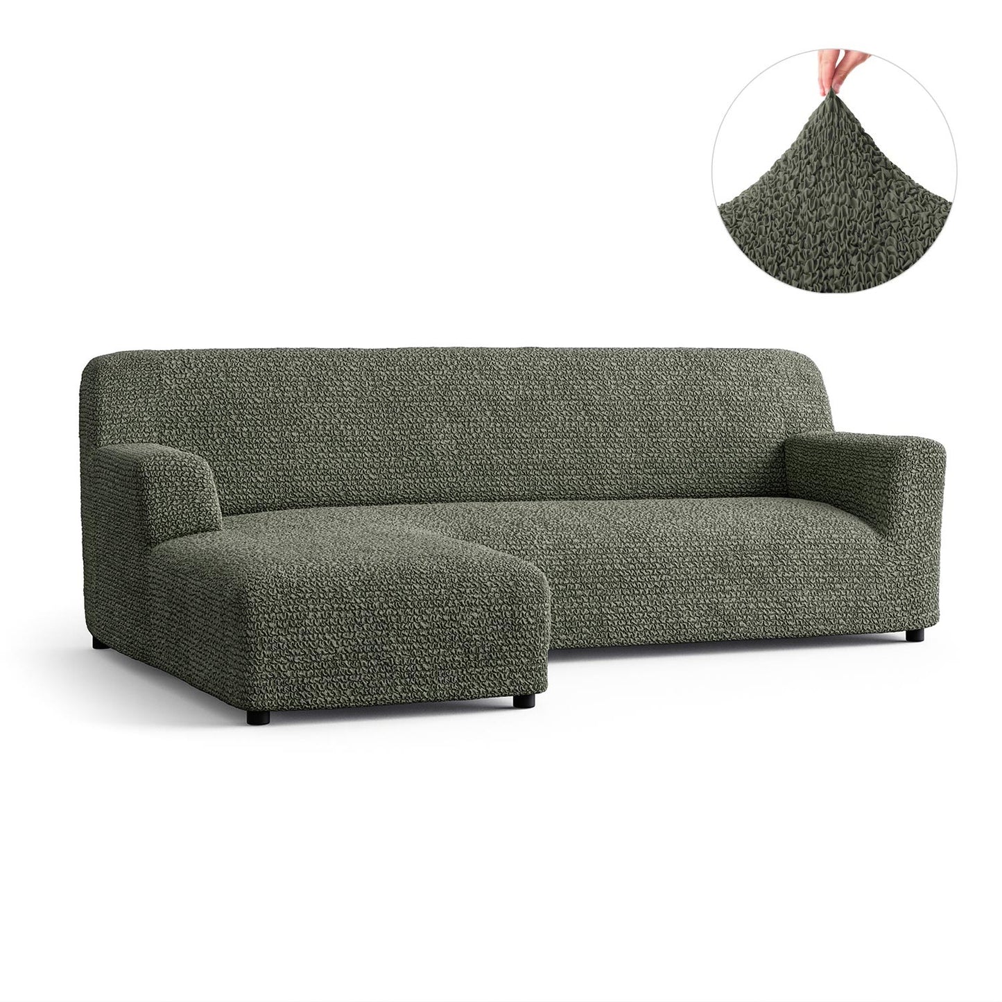 L Shaped Sofa Cover (Left Chaise) - Moss Green, Microfibra Collection