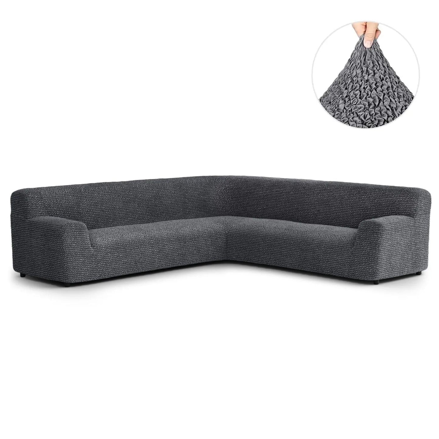 Large Corner Sofa Cover - Charcoal, Microfibra