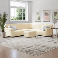 Large Corner Sofa Cover - Beige, Microfibra