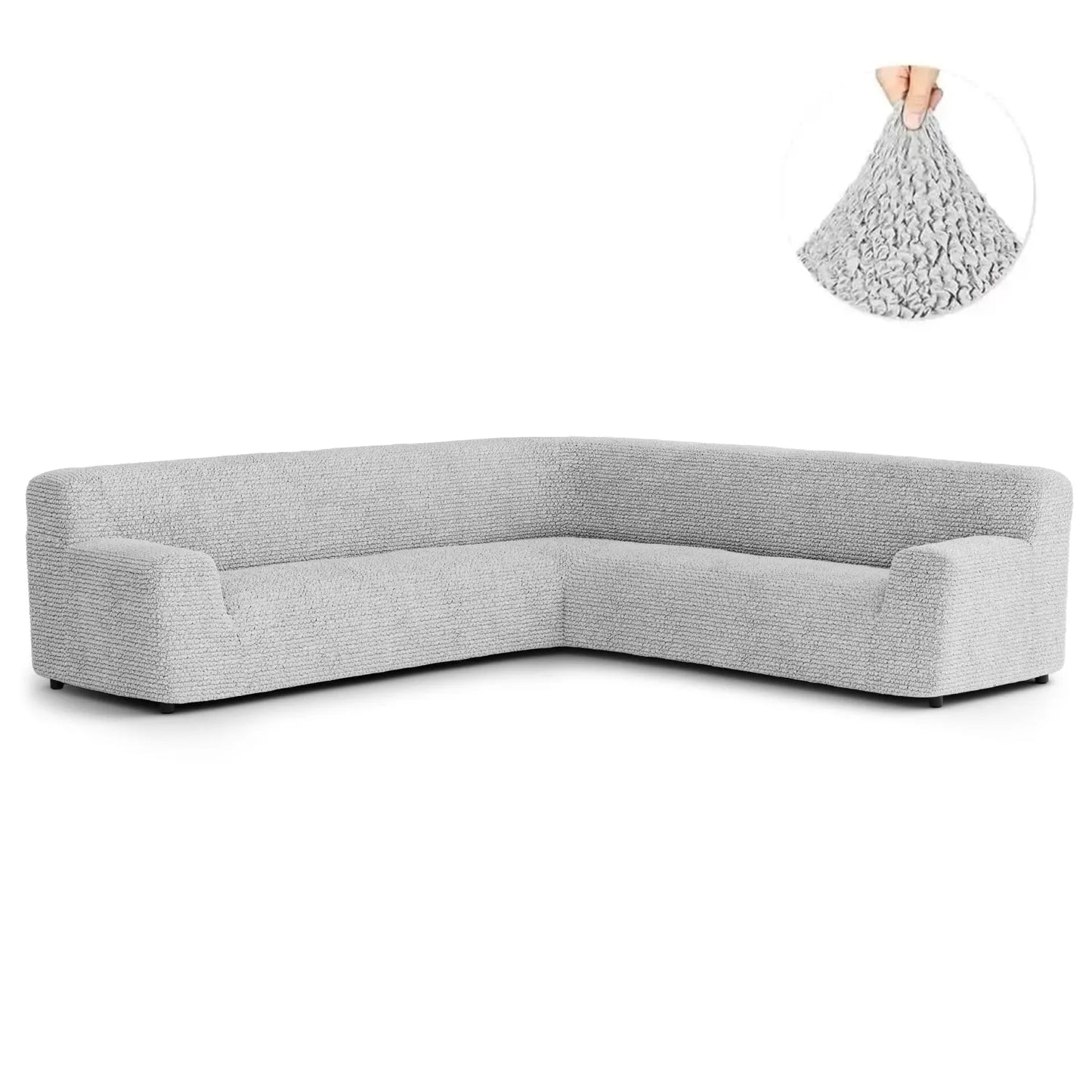 Large Corner Sofa Cover - Pearl, Microfibra