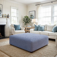 Large Footstool Cover - Blue, Microfibra