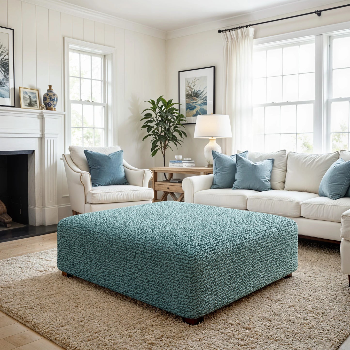 Large Footstool Cover - Tiffany, Microfibra