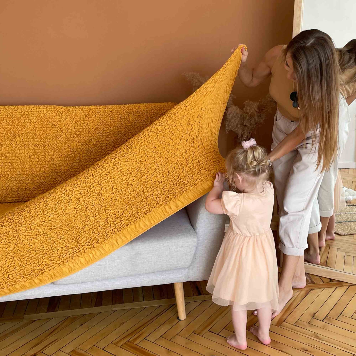 Futon Armless Sofa Bed Slipcover - Mango, Microfibra