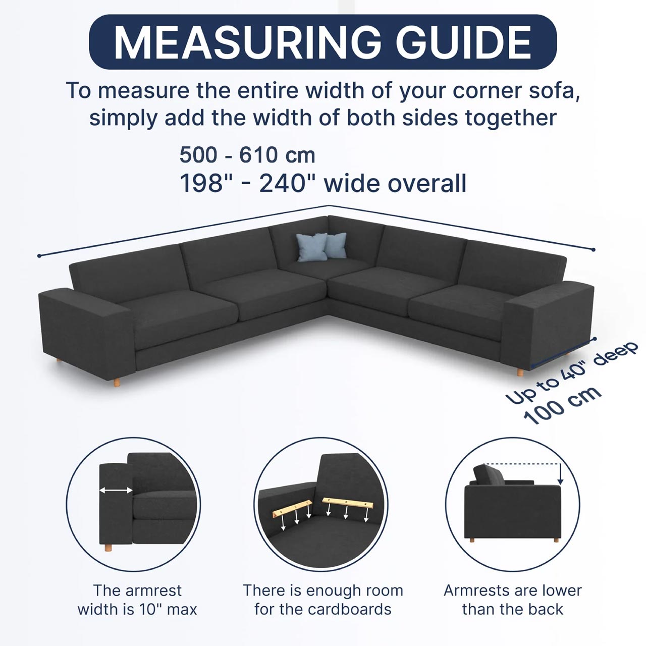 Large Corner Sofa Cover - Beige, Microfibra