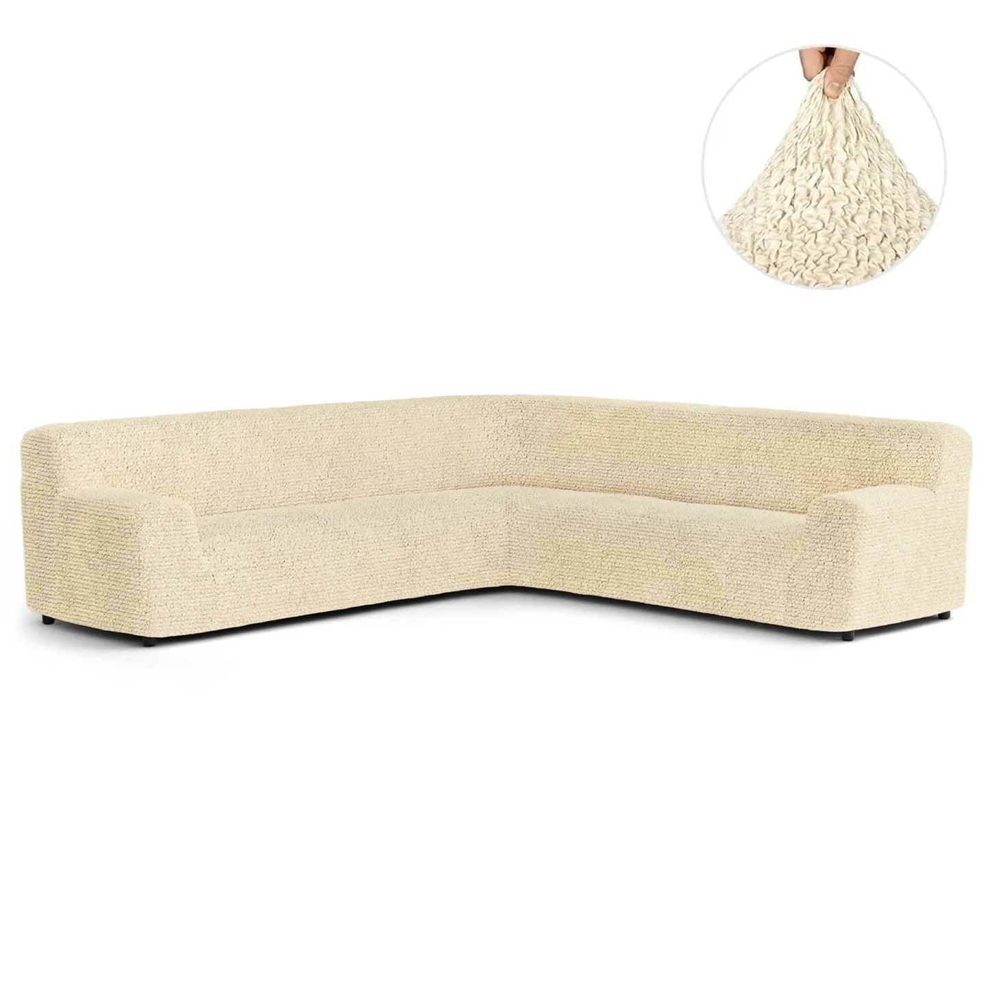 Large Corner Sofa Cover - Beige, Microfibra