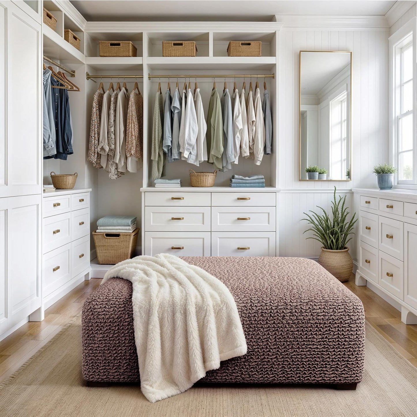 Large Footstool Cover - Choco, Microfibra