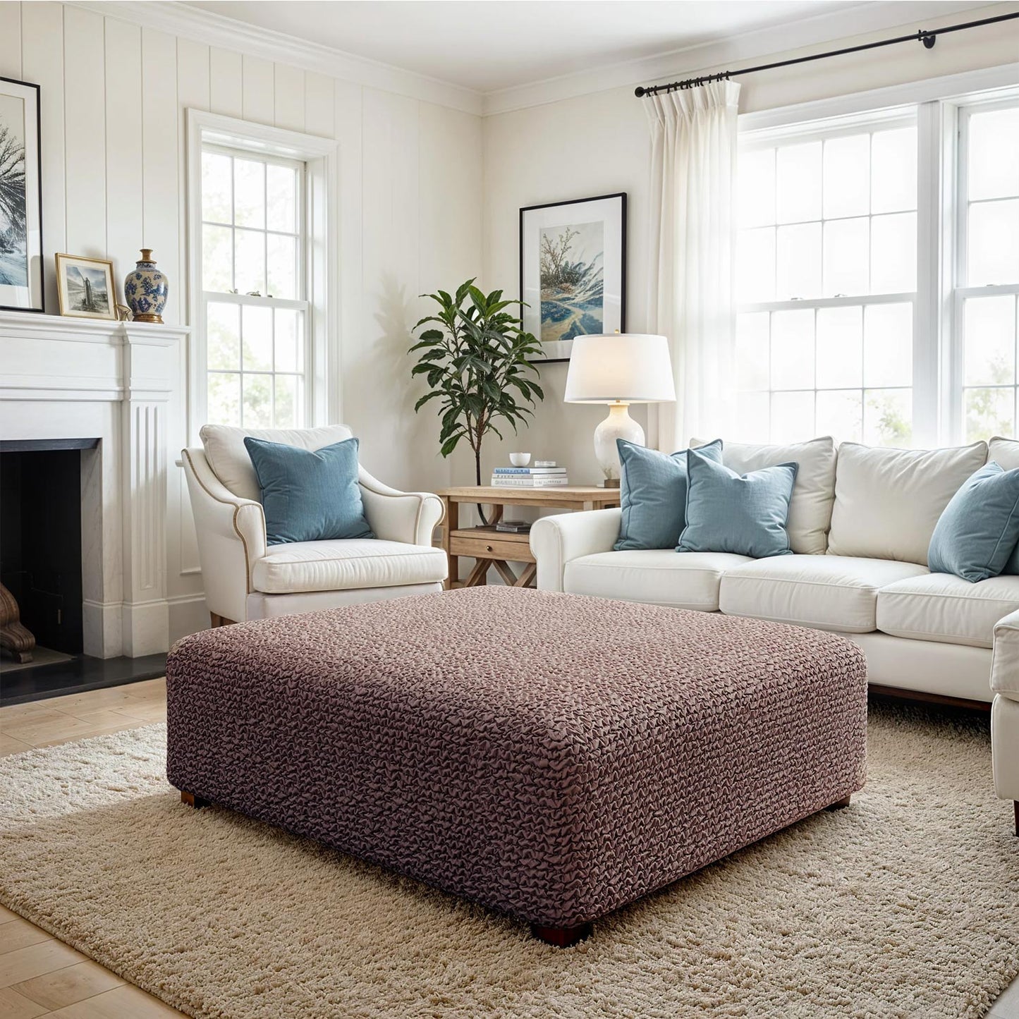 Large Footstool Cover - Choco, Microfibra