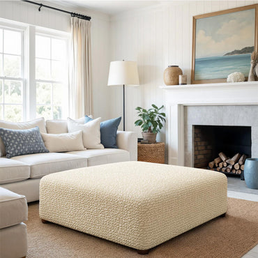 Large Footstool Cover - Beige, Microfibra Collection