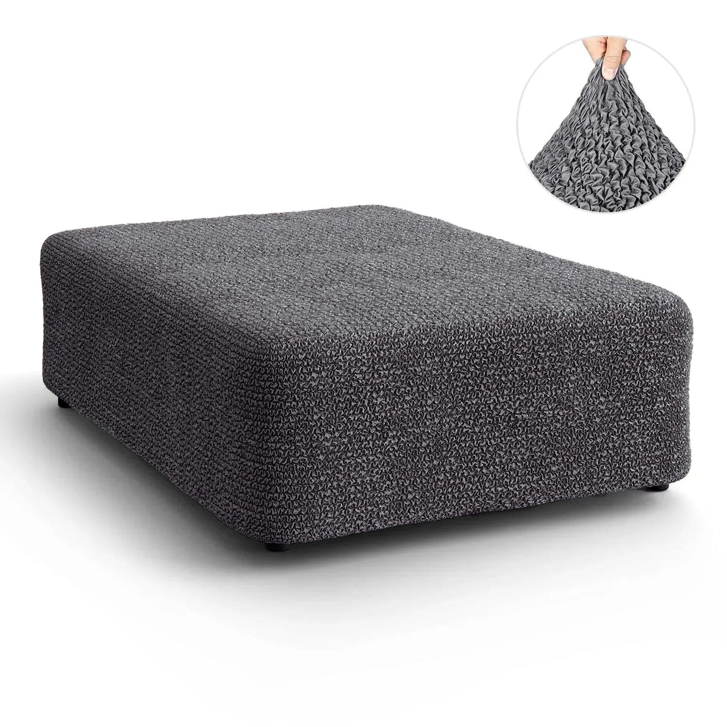 Large Footstool Cover - Charcoal, Microfibra