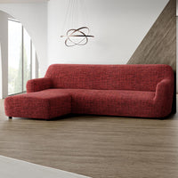 Housse de canapé en L (méridienne gauche) - Rouge Vittoria, collection imprimée en microfibre