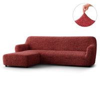 Housse de canapé en L (méridienne gauche) - Rouge Vittoria, collection imprimée en microfibre