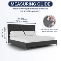 Bed Headboard & Frame Cover (Full/King) - Beige, Microfibra Collection