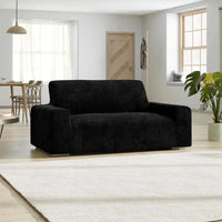 2 Seater Sofa Cover - Black, Velvet Collection