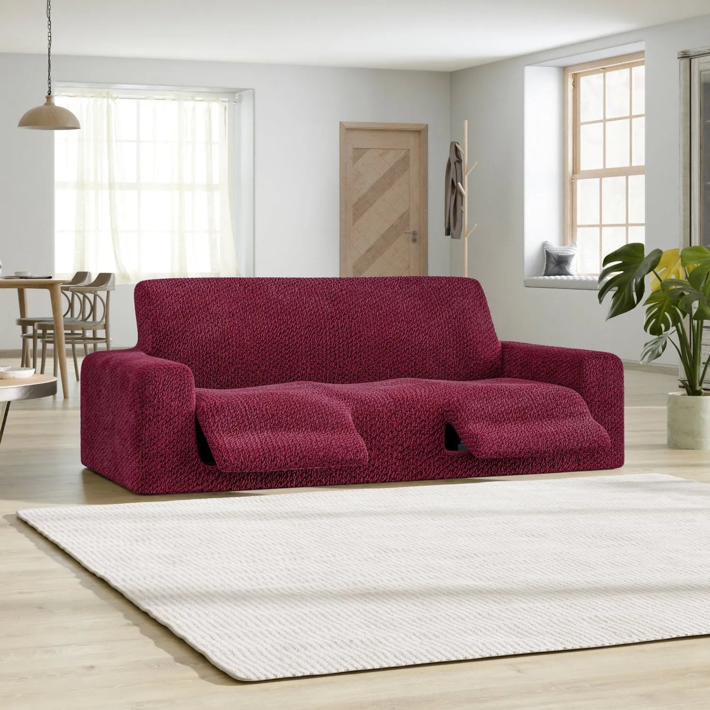 3 Seater Recliner Sofa Cover - Bordeaux, Velvet