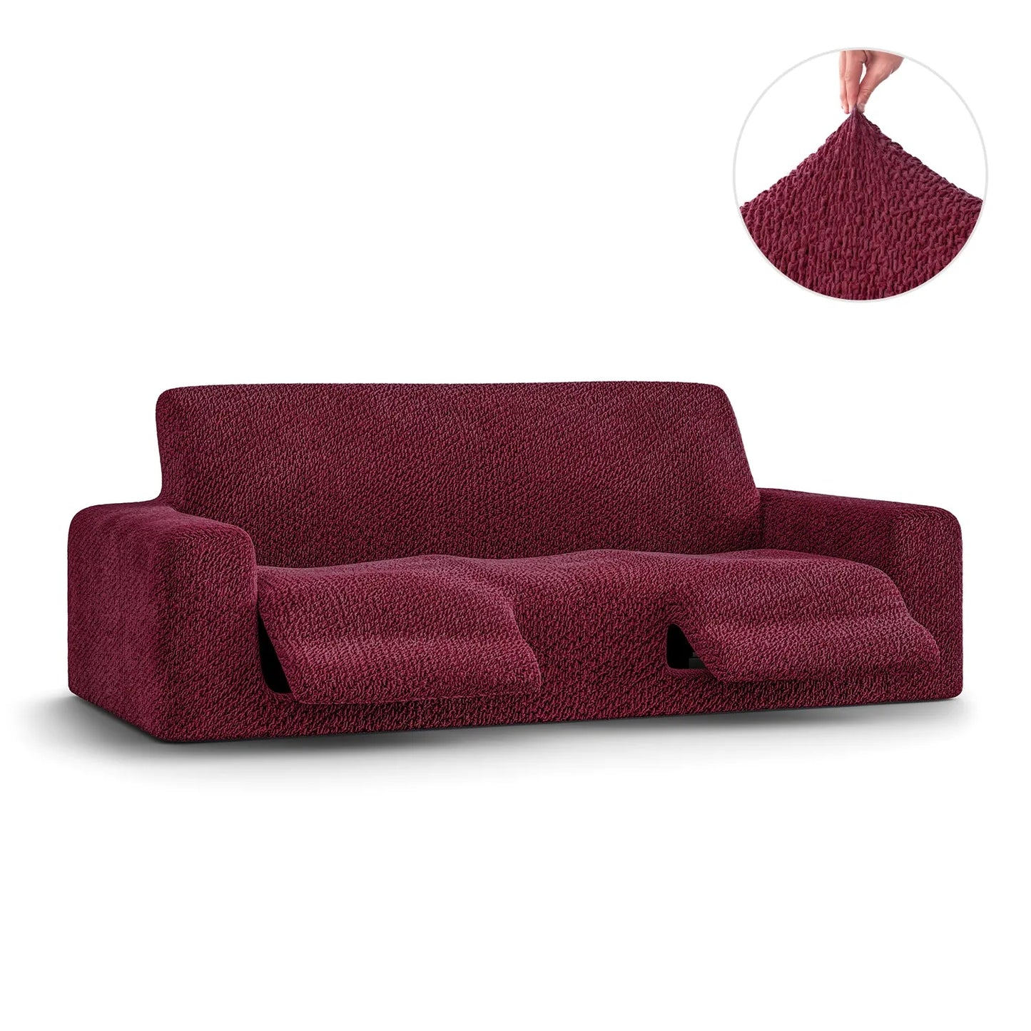 3 Seater Recliner Sofa Cover - Bordeaux, Velvet