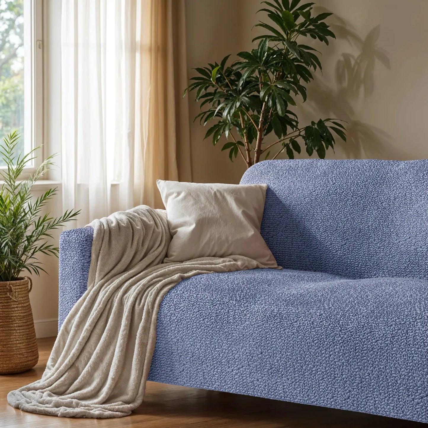 3 Seater Sofa Cover - Blue, Microfibra