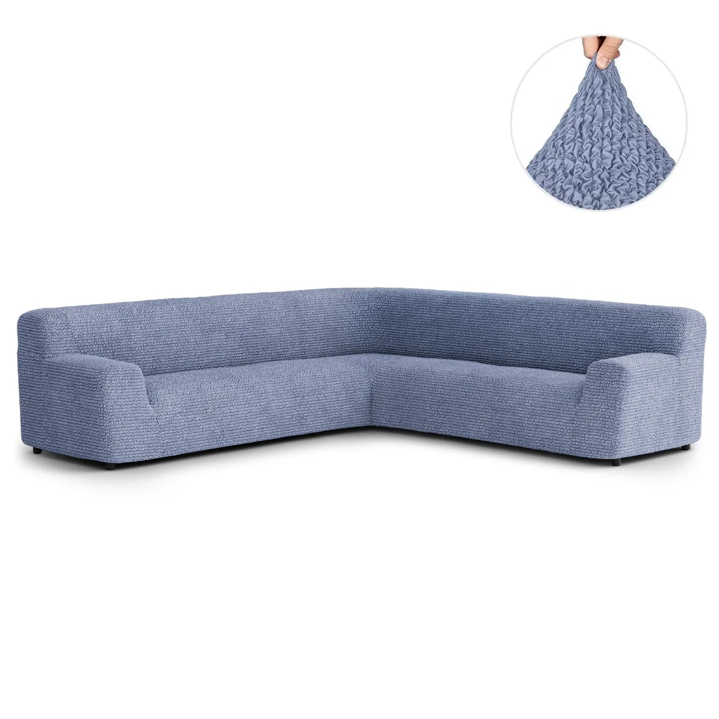 Housse de canapé d'angle - Bleu, Microfibre