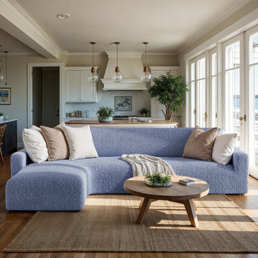 L-Shaped Sofa Cover (Left Chaise) - Blue, Microfibra Collection