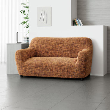 2 Seater Sofa Cover - Graffio Orange, Microfibra Printed